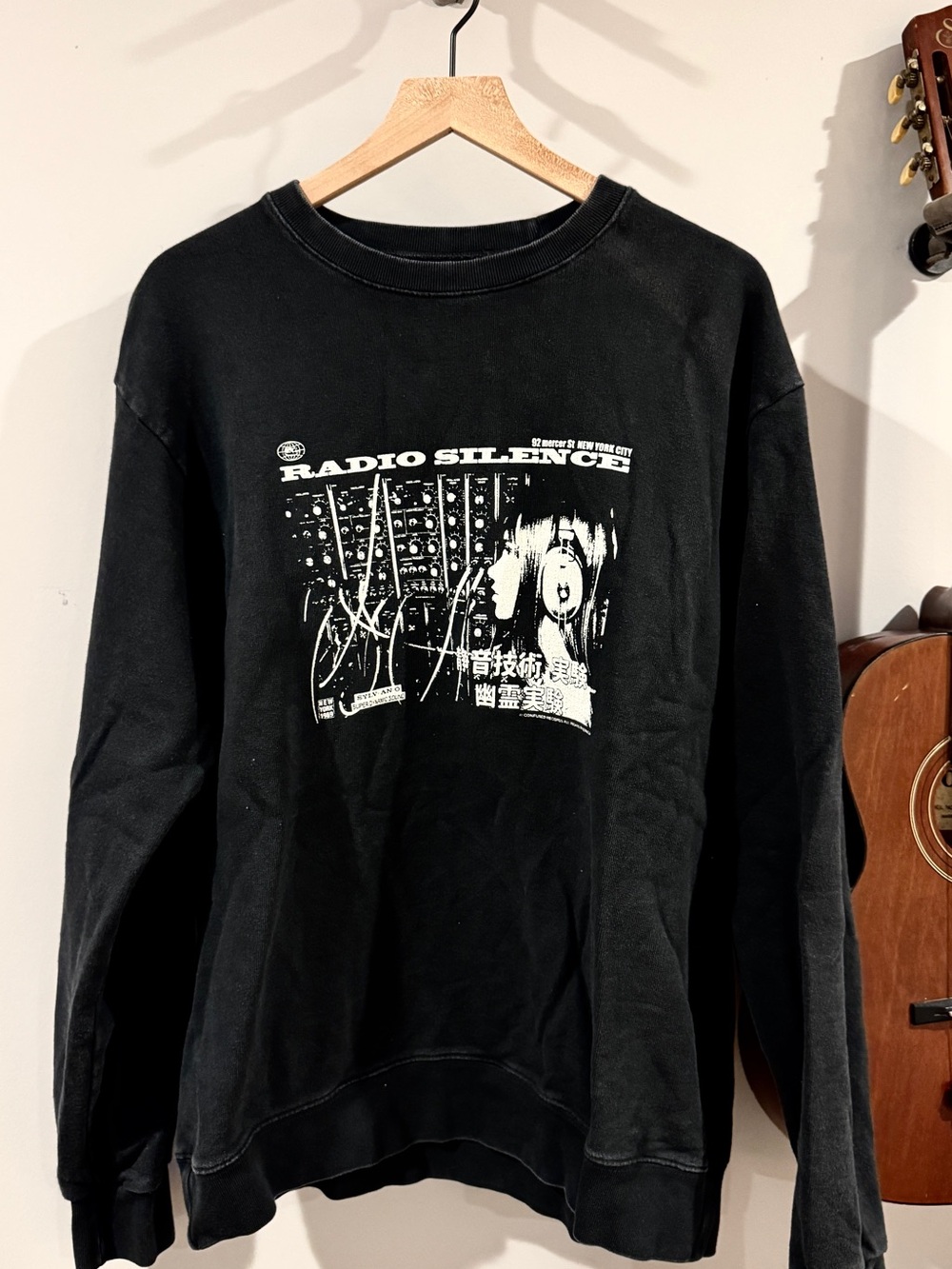 Brandy Melville Black 'Radio Silence' Graphic Sweatshirt